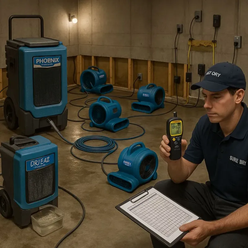Structural Drying and Dehumidification process in Guilford Center, CT